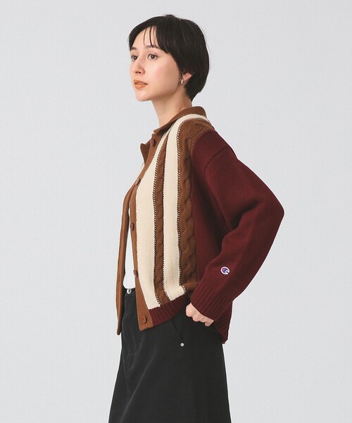 Ray BEAMS（レイビームス）の「【別注】Champion / ニット カーディガン [手洗い可]（カーディガン/ボレロ・レディース・バーガンディー/ベージュ・MEDIUM）」の21枚目の写真
