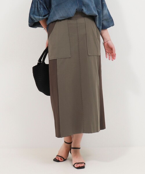 MICO COULIER(ミコクリエ)の「ジャージーピンタックナロースカート(スカート・レディース・ブラウン/ブラック・38/36)」の6枚目の写真