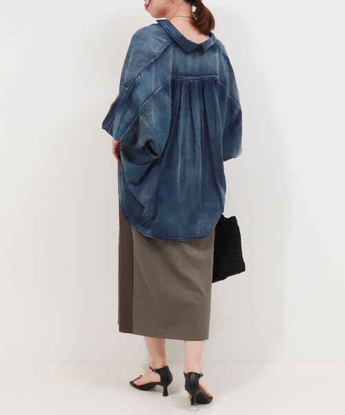 MICO COULIER(ミコクリエ)の「ジャージーピンタックナロースカート(スカート・レディース・ブラウン/ブラック・38/36)」の8枚目の写真