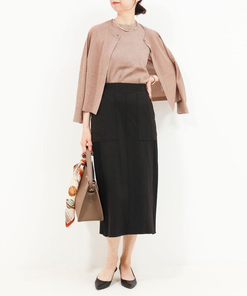 MICO COULIER(ミコクリエ)の「ジャージーピンタックナロースカート(スカート・レディース・ブラウン/ブラック・38/36)」の13枚目の写真