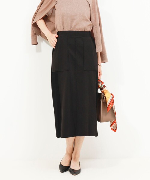 MICO COULIER(ミコクリエ)の「ジャージーピンタックナロースカート(スカート・レディース・ブラウン/ブラック・38/36)」の14枚目の写真