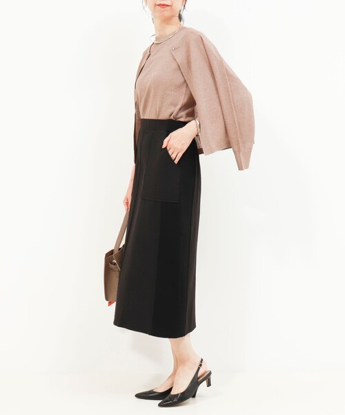MICO COULIER(ミコクリエ)の「ジャージーピンタックナロースカート(スカート・レディース・ブラウン/ブラック・38/36)」の15枚目の写真
