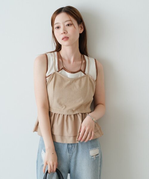 セール】配色パイピングアメスリタンク（タンクトップ）｜Kastane