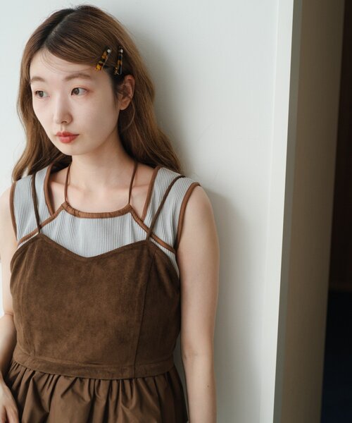 Kastane（カスタネ）の「配色パイピングアメスリタンク（タンクトップ・レディース・サックスブルー/アイボリー/ブラウン・FREE）」の8枚目の写真