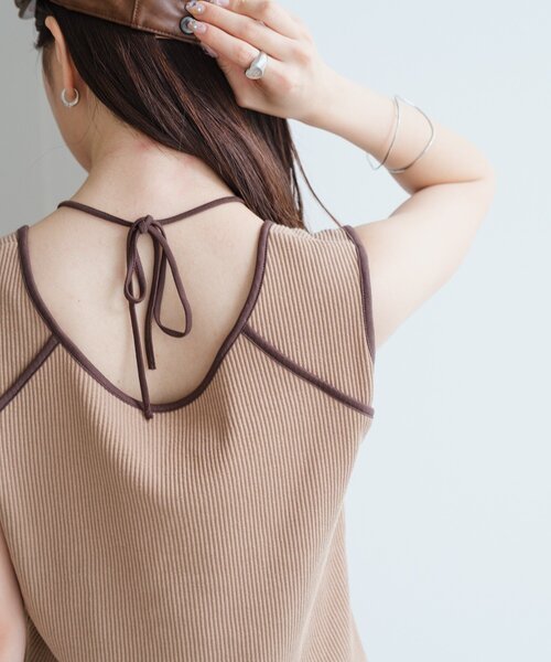 Kastane（カスタネ）の「配色パイピングアメスリタンク（タンクトップ・レディース・サックスブルー/アイボリー/ブラウン・FREE）」の20枚目の写真