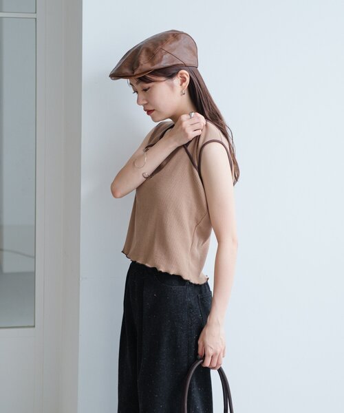 Kastane（カスタネ）の「配色パイピングアメスリタンク（タンクトップ・レディース・サックスブルー/アイボリー/ブラウン・FREE）」の22枚目の写真