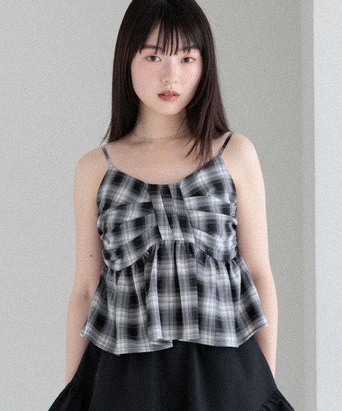 オンブレチェックシャツ　リボンビスチェ　セット　Heather Heather｜オンブレチェックリボンビスチェ | Rakuten Fashion