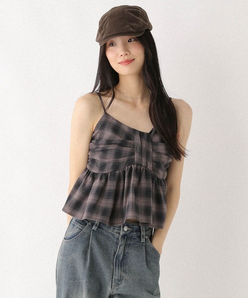 Heather（ヘザー）の「オンブレチェックリボンビスチェ 581150