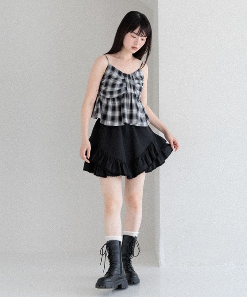 Heather（ヘザー）の「オンブレチェックリボンビスチェ 581150