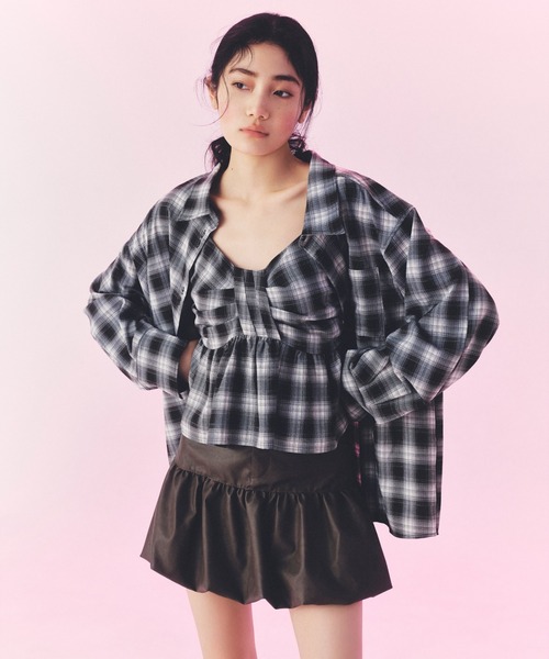 Heather(ヘザー)の「オンブレチェックリボンビスチェ 581150(キャミソール・レディース・レッド系その他/グレー系その他/ブラック系その他・FREE)」の4枚目の写真