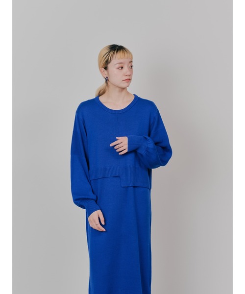 TEVALT（ヴァレット）の「レイヤードライクニットワンピース（ワンピース・レディース・ロイヤルブルー/ブラック/チャコールグレー・38）」の8枚目の写真