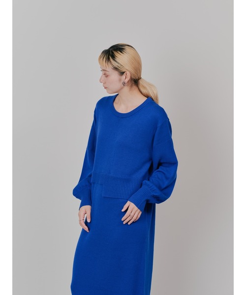 TEVALT（ヴァレット）の「レイヤードライクニットワンピース（ワンピース・レディース・ロイヤルブルー/ブラック/チャコールグレー・38）」の9枚目の写真