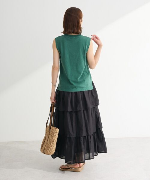 セール】インド綿 ボイル段々ティアードスカート（スカート）｜Green