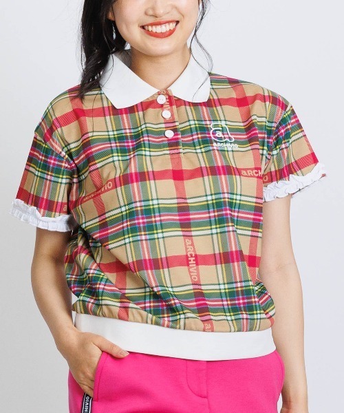 archivio フリル袖ポロシャツ LADIES>袖フリルマルチポロシャツ（ポロシャツ）｜archivio
