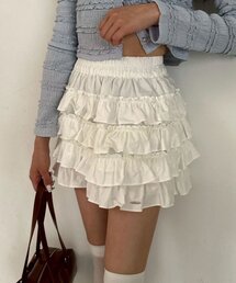 チュールティアードミニスカパン
