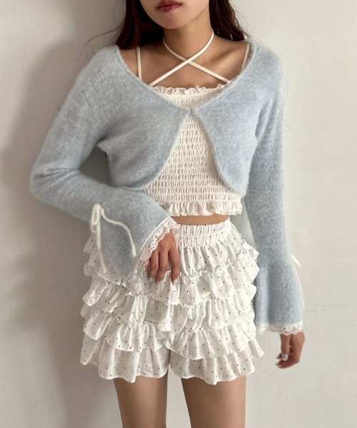 OLIVE des OLIVE（オリーブデオリーブ）の「チュールティアードミニスカパン（その他パンツ・レディース・ブラック/ドット/オフホワイト・FREE）」の8枚目の写真