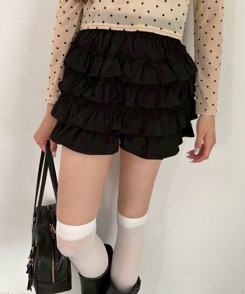 OLIVE des OLIVE（オリーブデオリーブ）の「チュールティアードミニスカパン（その他パンツ・レディース・ブラック/ドット/オフホワイト・FREE）」の14枚目の写真