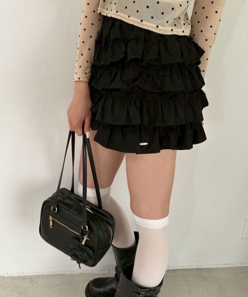 OLIVE des OLIVE（オリーブデオリーブ）の「チュールティアードミニスカパン（その他パンツ・レディース・ブラック/ドット/オフホワイト・FREE）」の15枚目の写真