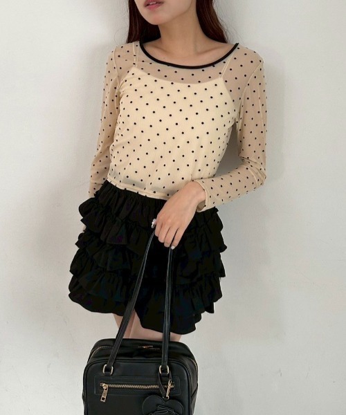 OLIVE des OLIVE（オリーブデオリーブ）の「チュールティアードミニスカパン（その他パンツ・レディース・ブラック/ドット/オフホワイト・FREE）」の17枚目の写真