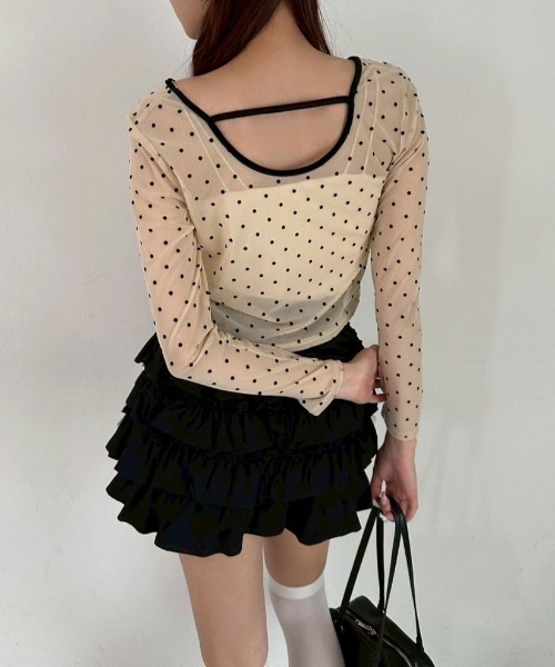 OLIVE des OLIVE（オリーブデオリーブ）の「チュールティアードミニスカパン（その他パンツ・レディース・ブラック/ドット/オフホワイト・FREE）」の19枚目の写真