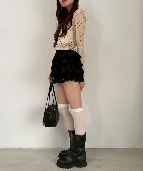 OLIVE des OLIVE（オリーブデオリーブ）の「チュールティアードミニスカパン（その他パンツ・レディース・ブラック/ドット/オフホワイト・FREE）」の21枚目の写真