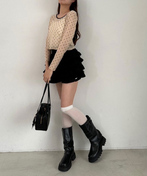 OLIVE des OLIVE（オリーブデオリーブ）の「チュールティアードミニスカパン（その他パンツ・レディース・ブラック/ドット/オフホワイト・FREE）」の22枚目の写真