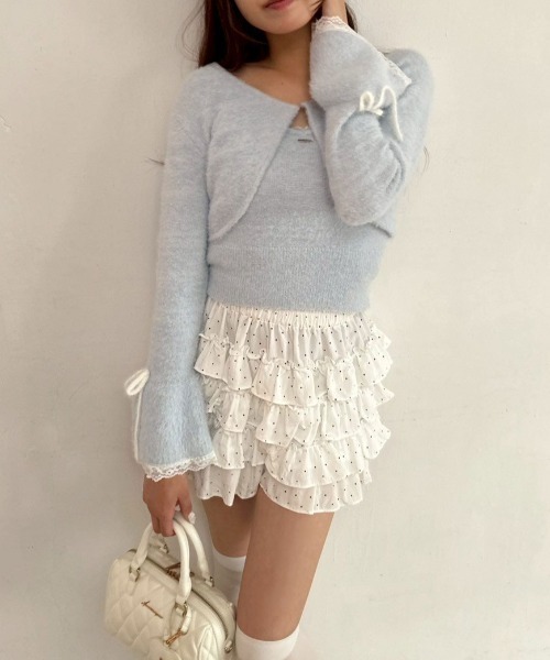 OLIVE des OLIVE（オリーブデオリーブ）の「チュールティアードミニスカパン（その他パンツ・レディース・ブラック/ドット/オフホワイト・FREE）」の7枚目の写真