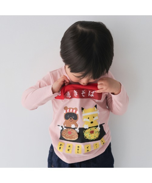 CHEEK ROOM（チークルーム）の「チークルーム お好み焼き　ロングＴシャツ（Tシャツ/カットソー・キッズ・ピンク/ブルー/アイボリー・90cm/100cm/110cm/120cm/130cm/80ｃｍ）」の6枚目の写真