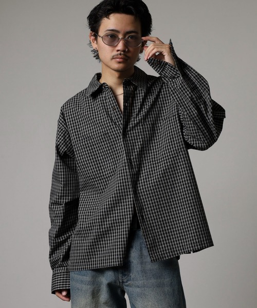 Jungle Storm(ジャングルストーム)の「JUNGLESTOTM L/S小格子チェックショートレングスシャツ(シャツ/ブラウス・メンズ・ブラウン/ブラック・M/L)」の2枚目の写真