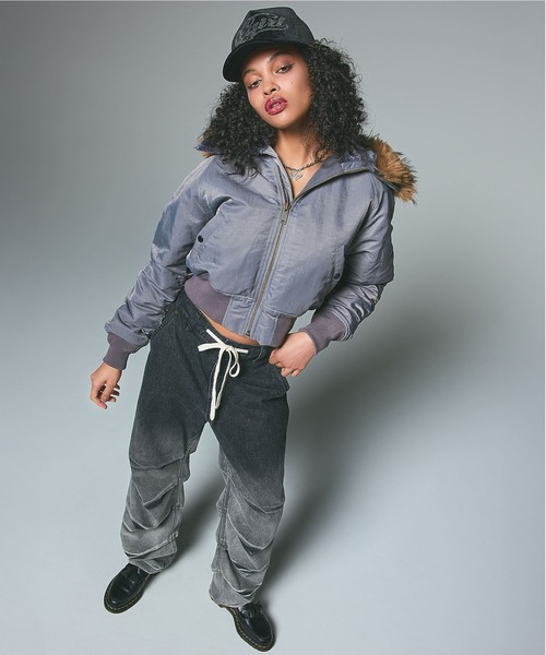 FAUX FUR HOODED JACKET（ナイロンジャケット）｜X-girl（エックス