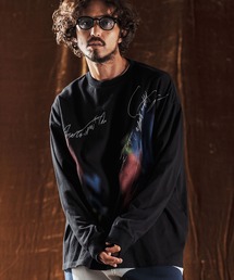 ANGENEHM | mlt5352-Printed Long Sleeve T-Shirt -handwriting-esque- ロングスリーブTシャツ(AG05-024acf)(Tシャツ/カットソー)