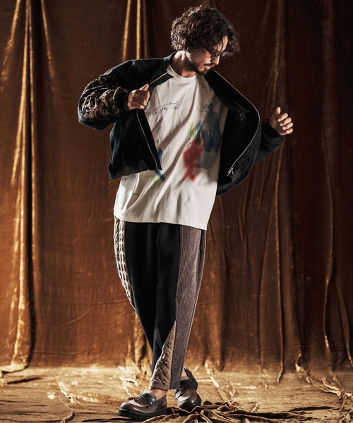 ANGENEHM（アンゲネーム）の「mlt5352-Printed Long Sleeve T-Shirt -handwriting-esque- ロングスリーブTシャツ(AG05-024acf)（Tシャツ/カットソー・メンズ・ブラック/ナチュラル・L/M/S）」の8枚目の写真