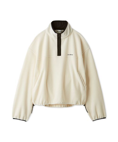 ハーフジップ ロゴ刺繍　フリーストップス LILY BROWN（リリーブラウン）の「ハーフジップロゴ刺繍フリース