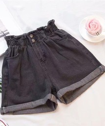 ハイウエスト デニム ショートパンツ