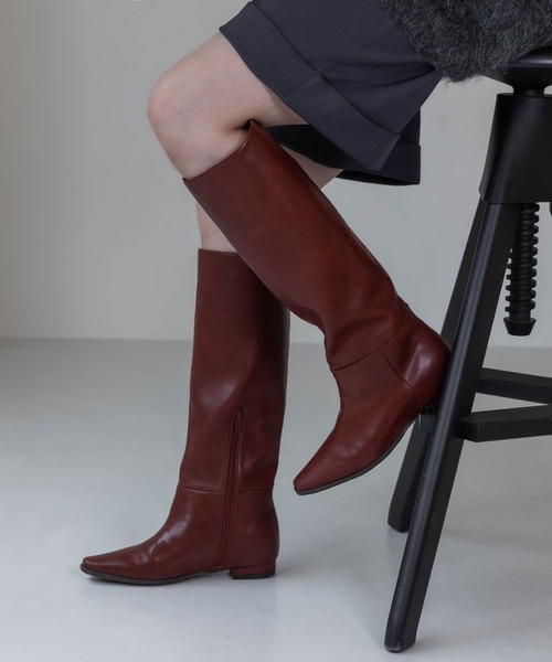 EVOL（イーボル）の「【S-LLサイズ展開・インヒール入り】インヒールロングブーツ IZ5893（ブーツ・レディース・ブラウン/ブラック/ボルドー・M/S/LL/L）」の3枚目の写真