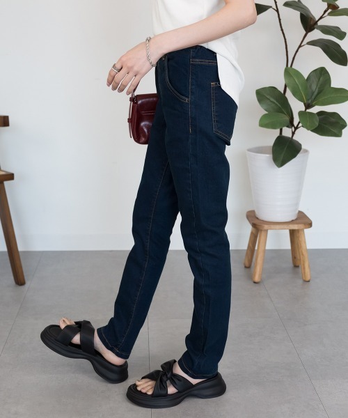 RCD(アールシーディー)の「紐付きウエストゴムデニムパンツ(デニムパンツ・レディース・ネイビー/ワンウォッシュ/ブルー・M/LL/4L/L/3L)」の14枚目の写真