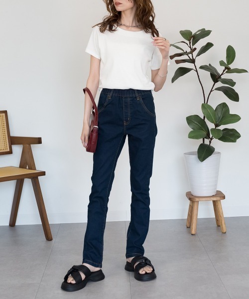 RCD(アールシーディー)の「紐付きウエストゴムデニムパンツ(デニムパンツ・レディース・ネイビー/ワンウォッシュ/ブルー・M/LL/4L/L/3L)」の19枚目の写真
