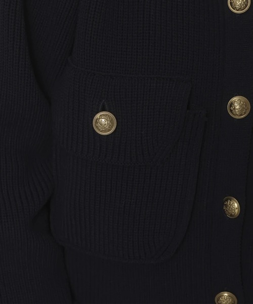 25AW・サイズ36　CADUNE　シャツ付き金釦カーデ　ネイビー　カーディガン CADUNE（カデュネ）の「シャツ付き金釦カーデ（ニット/セーター）」 - WEAR