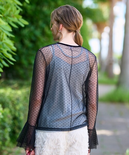 DRESSTERIOR(ドレステリア)の「【洗える/シアー素材】シアードットベルスリーブカットソー(Tシャツ/カットソー・レディース・イエロー系その他2/ブラック系・34/36/38)」の3枚目の写真