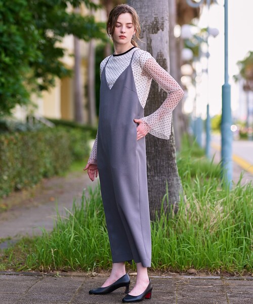 DRESSTERIOR(ドレステリア)の「【洗える/シアー素材】シアードットベルスリーブカットソー(Tシャツ/カットソー・レディース・イエロー系その他2/ブラック系・34/36/38)」の9枚目の写真