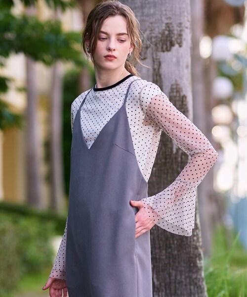 DRESSTERIOR(ドレステリア)の「【洗える/シアー素材】シアードットベルスリーブカットソー(Tシャツ/カットソー・レディース・イエロー系その他2/ブラック系・34/36/38)」の10枚目の写真