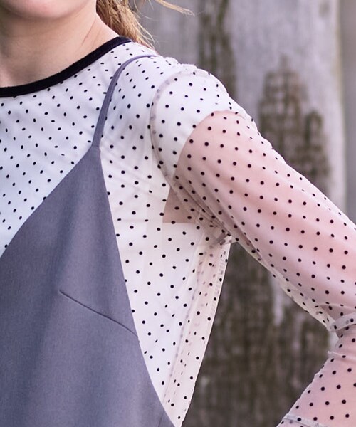 DRESSTERIOR(ドレステリア)の「【洗える/シアー素材】シアードットベルスリーブカットソー(Tシャツ/カットソー・レディース・イエロー系その他2/ブラック系・34/36/38)」の12枚目の写真