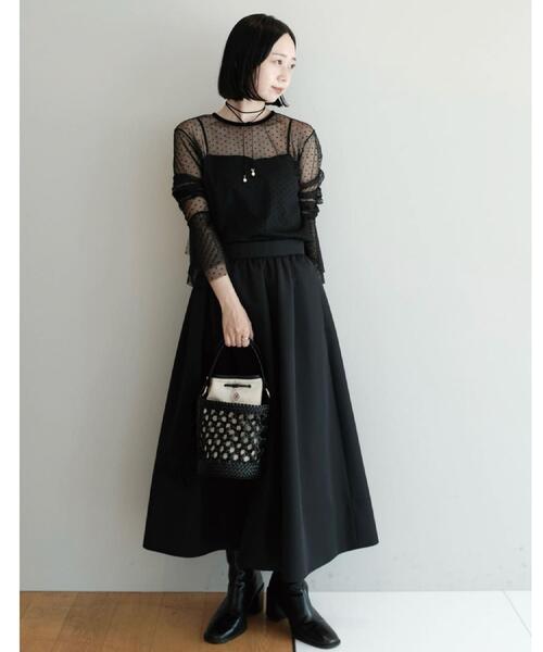 DRESSTERIOR(ドレステリア)の「【洗える/シアー素材】シアードットベルスリーブカットソー(Tシャツ/カットソー・レディース・イエロー系その他2/ブラック系・34/36/38)」の15枚目の写真