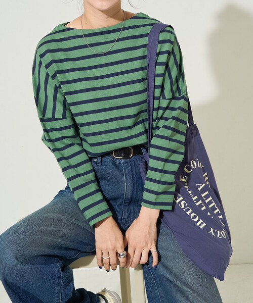 FREAK'S STORE(フリークスストア)の「限定展開 バスク ボーダー ロングスリーブ Tシャツ(Tシャツ/カットソー・レディース・パープル/ブルー/チャコールグレー/ネイビー/その他13/グリーン/ベージュ/ブラック/オフホワイト・フリ-)」の5枚目の写真