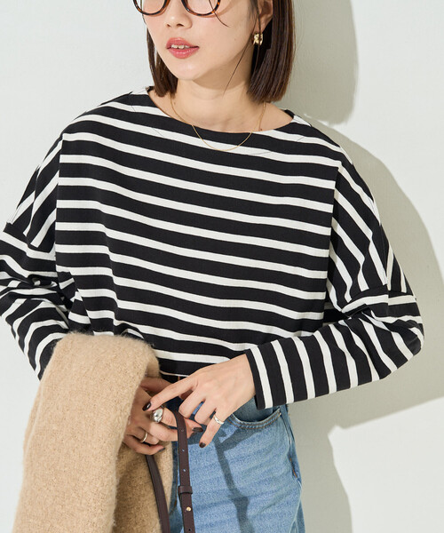 vintage バスクボーダー　カットソー　hookedvintage George's tシャツ バスクボーダーロングスリーブ メンズ レディース