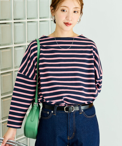 FREAK'S STORE(フリークスストア)の「限定展開 バスク ボーダー ロングスリーブ Tシャツ(Tシャツ/カットソー・レディース・パープル/ブルー/チャコールグレー/ネイビー/その他13/グリーン/ベージュ/ブラック/オフホワイト・フリ-)」の17枚目の写真