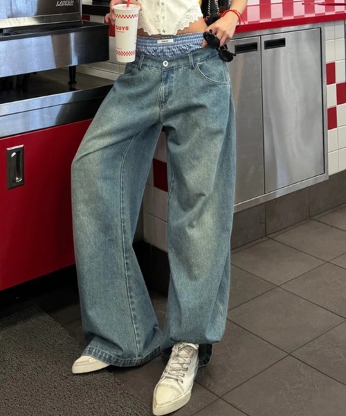 Vini(ヴィニ)の「【Vini】ストリートルーズデニム(デニムパンツ・レディース・ブルー・SMALL/MEDIUM)」の2枚目の写真