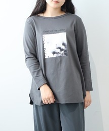 【L~5L 大きいサイズ】ラウンドヘムグラフィックTシャツ