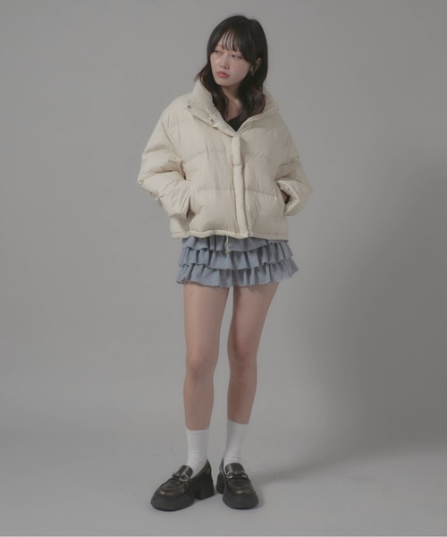 Chick（チック）の「Stand Collar Jacket/スタンドネックダウンジャケット（ダウンジャケット/コート・レディース・ホワイト/ブラック・FREE）」の14枚目の写真