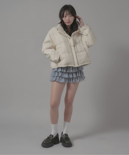 Chick（チック）の「Stand Collar Jacket/スタンドネックダウンジャケット（ダウンジャケット/コート・レディース・ホワイト/ブラック・FREE）」の15枚目の写真